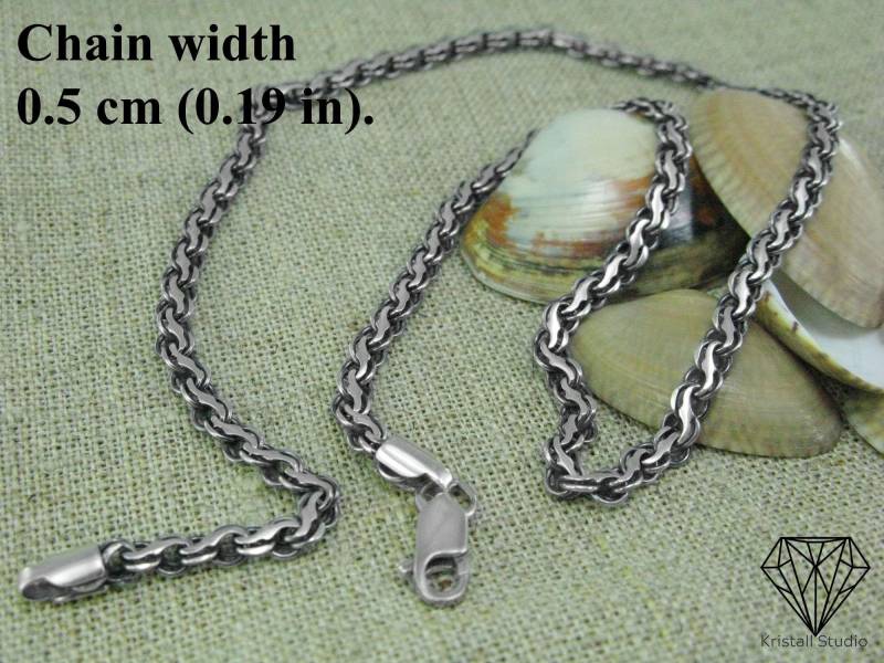 Echte Silber Kette Für Ihn/Herren Oder Damen Oxidierte Garibaldi Sterling 925 Handgefertigte Wikinger Bismarck von KristallSilverStudio