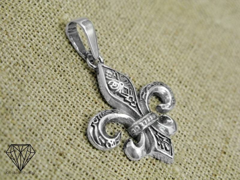 Fleur De Lis Silber Anhänger Halsketten/sterling Schmuck Lilie Symbol von KristallSilverStudio