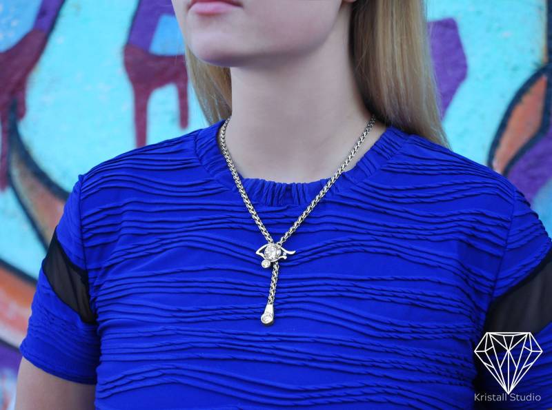 Silber Illuminati Masonic Allsehende Auge Gottes Anhänger Halskette/Osiris Der Vorsehung von KristallSilverStudio