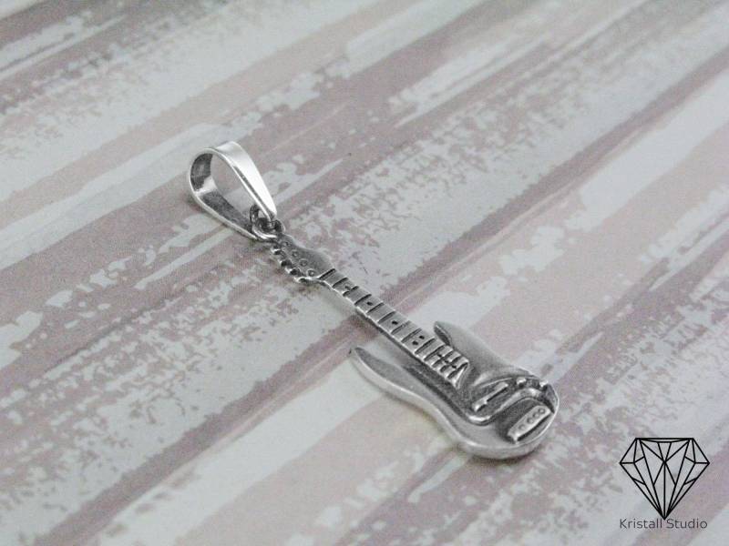 sterling E-Gitarre Silber Anhänger Halskette Schmuck Musik Lehrer Geschenk Charme von KristallSilverStudio