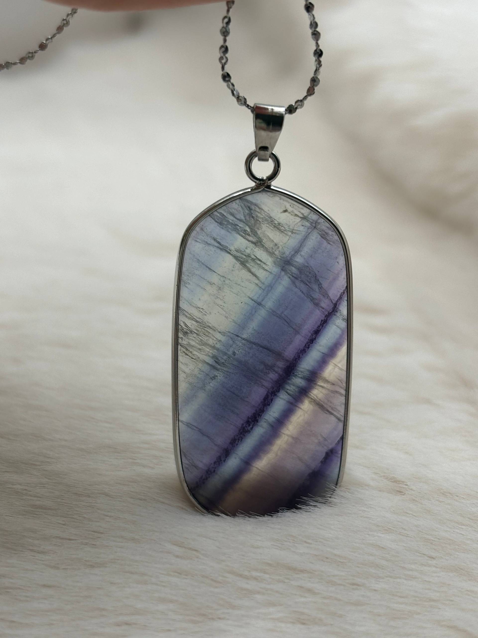 Regenbogen Fluorit Anhänger Mit Stainless Steel Kette/Edelstein Kristall Heilstein von Kristallisierend
