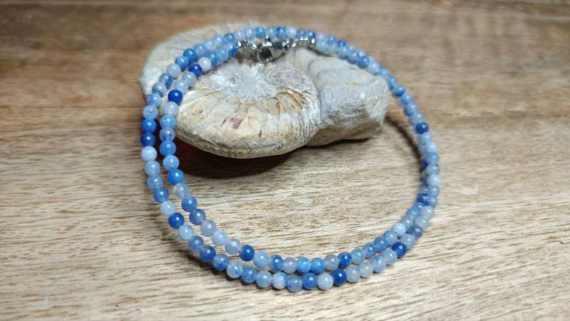 Blau Aventurin Kette 3mm, Rund, Perlenkette, Edelstein Kette, Schlicht Blau Aventurin Kette 3mm, Rund, Perlenkette, Edelstein Kette, Schlicht von KristallklarKetten