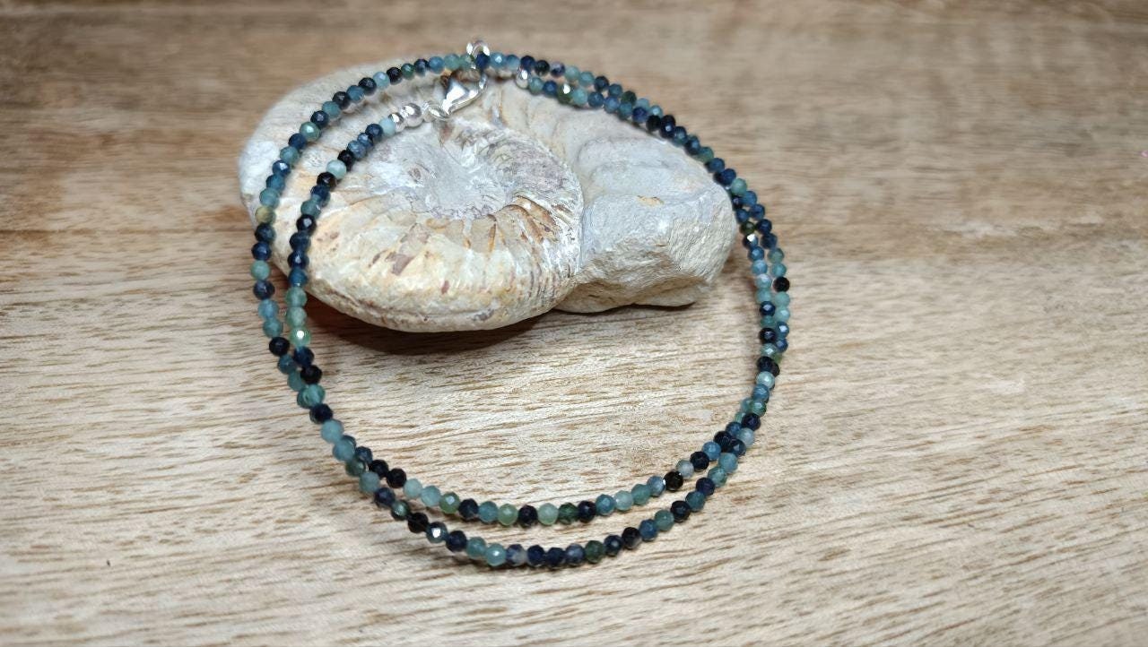 Blaue Turmalin Kette 2, 3 Mm, Facettiert Perlen, Edelsteinkette, Collier von KristallklarKetten