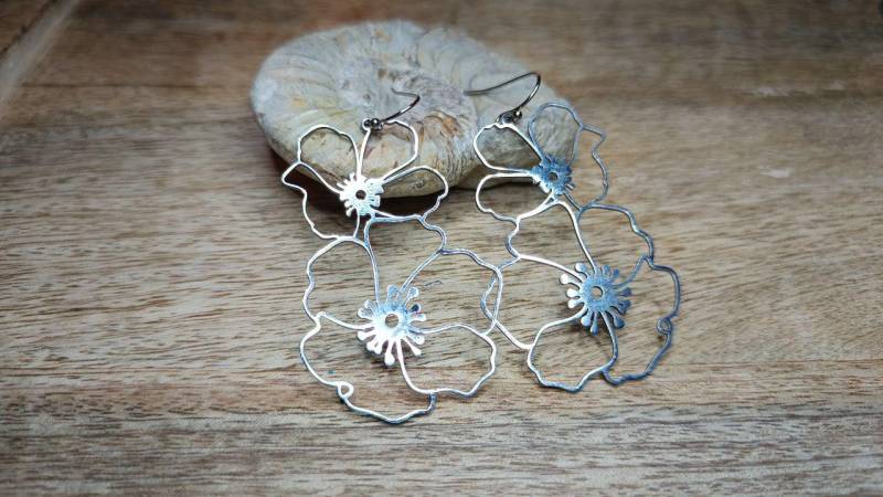 Boho Hängeohrring Blumen Ohrring, Edelstahl, Sehr Leicht, Filigran, Blatt, Ohrhänger, Silber, Gold Boho Hängeohrring Blumen Ohrring, Edelstahl, Sehr Leicht, Filigran, Blatt, Ohrhänger, Silber, Gold von KristallklarKetten
