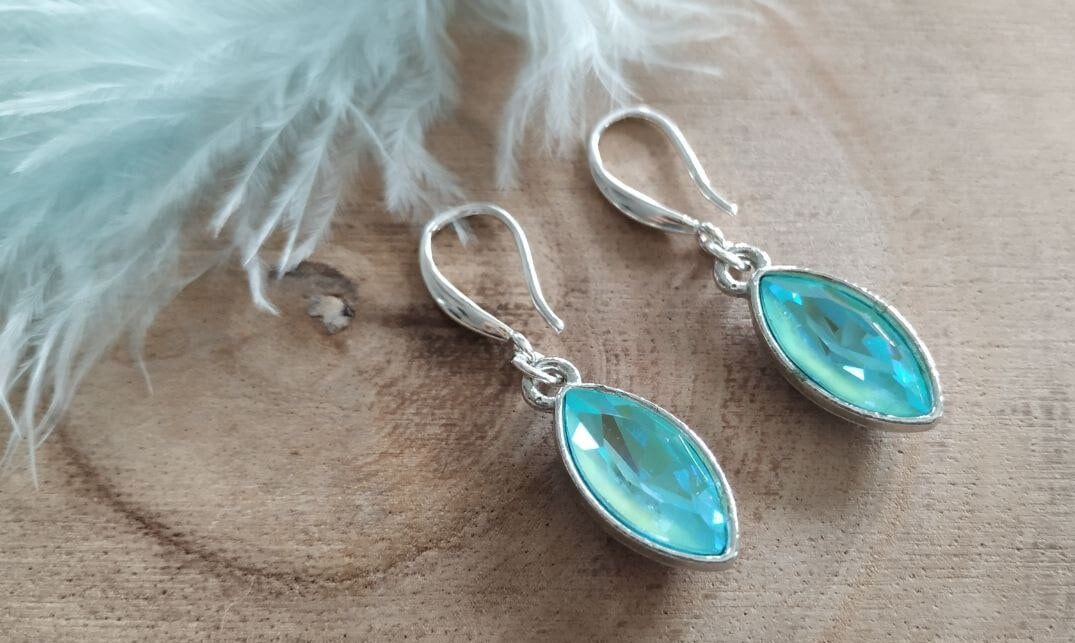Hänge Ohrringe, Kristallohrringe Hängend, Oval, 925 Silber Ohrring von KristallklarKetten