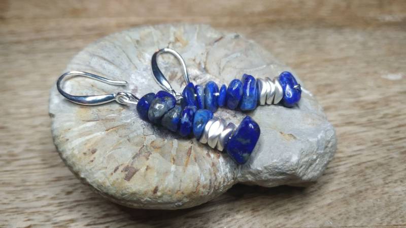 Lapis Lazuli Ohrring, Splitterohrring, Edelsteine, Hämatit Überzogen, Chips, Hängeohrring Lapis Lazuli Ohrring, Splitterohrring, Edelsteine, Hämatit Überzogen, Chips, Hängeohrring von KristallklarKetten