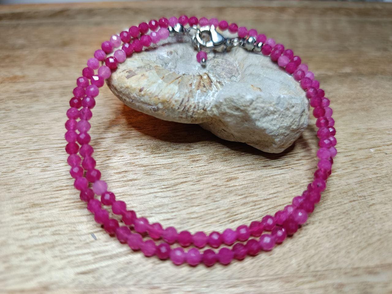 Pink Turmalin Kette 3mm, Facettiert, Perlen, Collier, Edelsteinkette von KristallklarKetten