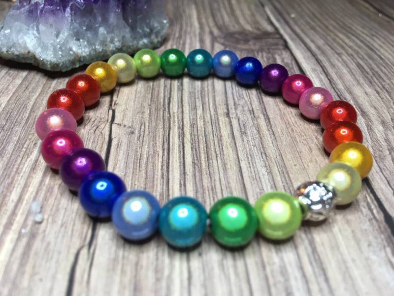 Regenbogen Armband, Regenbogenfarben, Acrylperlen in 3D Optik, 8mm Regenbogen Armband, Regenbogenfarben, Acrylperlen in 3D Optik, 8mm von KristallklarKetten