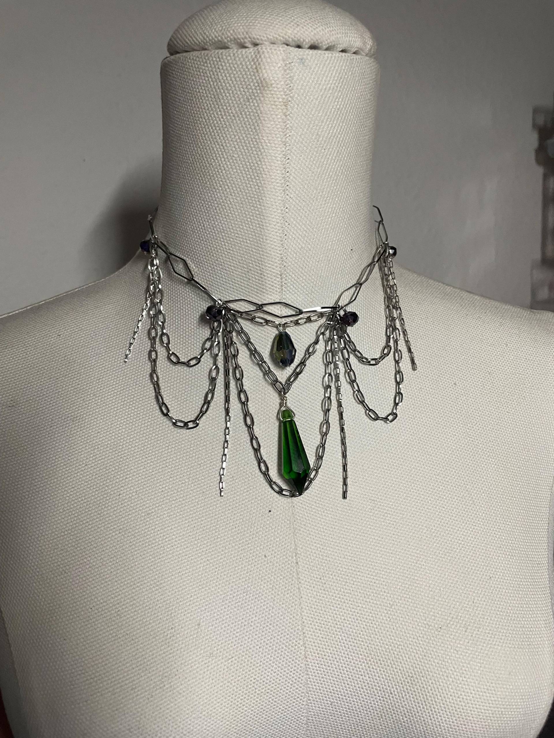 Dark Green Statement Kette Edelstahl Dark Green Statement Kette Edelstahl von Kristallschein