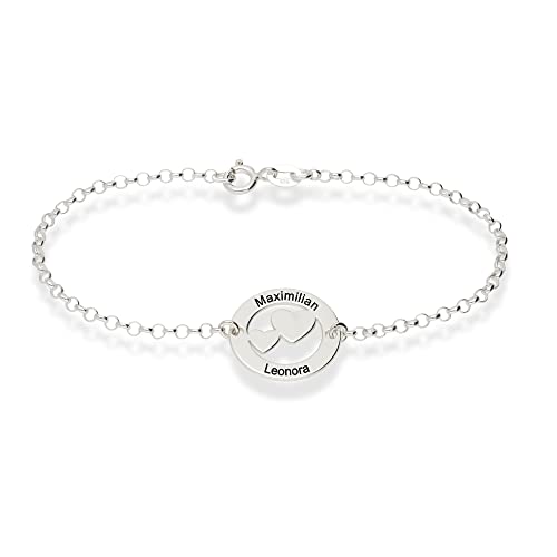 Kristallwerk Damen Armband Herzarmband 925 Silber Wunschgravur auf Vorderseite Länge 19cm von Kristallwerk