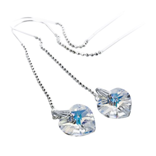 Damen Durchzieher Ohrringe 925 Silber mit SWAROVSKI ELEMENTS Herz Farbe Crystal Aurore Boreale … von Kristallwerk