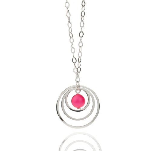 Damen Halskette 925 Silber Kette mit Swarovski Elements Neon Pearl Lieblingsstück für den Lieblingsmensch, in den Farben Gelb, Grün, Orange, Pink oder Rot von Kristallwerk