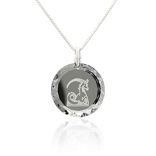 Damen Halskette 925 Silber Sternzeichen Tierkreiszeichen Steinbock hergestellt mit Swarovski®Kristall Farbe Crystal Silber von Kristallwerk