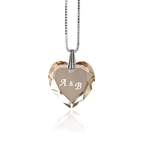 Damen Halskette 925 Sterling Silber mit SWAROVSKI ELEMENTS Herz Anhänger Golden Shadow individuell gestalten Damen Halskette 925 Sterling Silber mit SWAROVSKI ELEMENTS Herz Anhänger Golden Shadow individuell gestalten von Kristallwerk