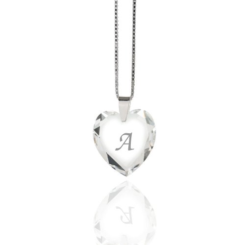 Damen Halskette 925 Sterling Silber mit SWAROVSKI ELEMENTS Herz Crystal Buchstabe" A " von Kristallwerk