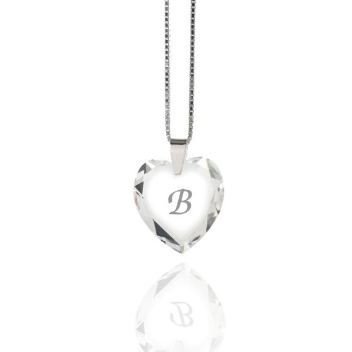 Damen Halskette 925 Sterling Silber mit SWAROVSKI ELEMENTS Herz Crystal Buchstabe" B " von Kristallwerk