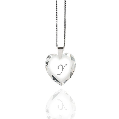 Damen Halskette 925 Sterling Silber mit SWAROVSKI ELEMENTS Herz Crystal Buchstabe" Y " von Kristallwerk