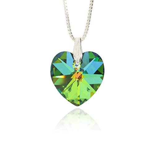 Halskette Damen 925 Silber mit Swarovski Elements Herz Anhänger Vitrail Medium als Geburtstagsgeschenk für Frauen, Geschenk für die Freundin, sage mit einer Herzkette Ich liebe dich. von Kristallwerk