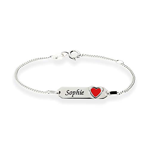 Herzarmband Baby Mädchen Kinder Armband mit Gravur 925 Silber 14cm ideales Kinderarmband zur Geburt Taufe Taufgeschenk für Mädchen personalisierte Wunschgravur Glücksbringer oder Kommunion … von Kristallwerk