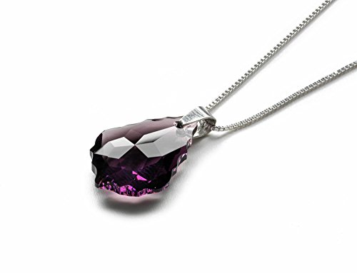 Kette 925 Silber mit SWAROVSKI ELEMENTS Baroque Pendant Amethyst, als Geschenk Muttertagsgeschenk Geburtstagsgeschenk für die Frau Freundin als Glücksbringer für den Lieblingsmensch von Kristallwerk