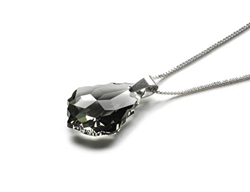 Kette 925 Silber mit SWAROVSKI ELEMENTS Baroque Pendant Black Diamond, als Geschenk Muttertagsgeschenk Geburtstagsgeschenk für die Frau Freundin als Glücksbringer für den Lieblingsmensch von Kristallwerk