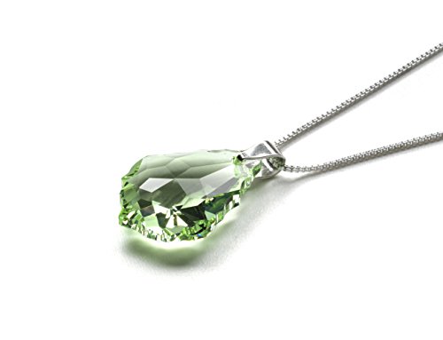 Kette 925 Silber mit SWAROVSKI ELEMENTS Baroque Pendant Chrysolite, als Geschenk Muttertagsgeschenk Geburtstagsgeschenk für die Frau Freundin als Glücksbringer für den Lieblingsmensch von Kristallwerk