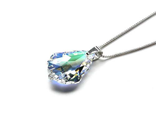 Kette 925 Silber mit SWAROVSKI ELEMENTS Baroque Pendant Crytal AB, als Geschenk Muttertagsgeschenk Geburtstagsgeschenk für die Frau Freundin als Glücksbringer für den Lieblingsmensch von Kristallwerk