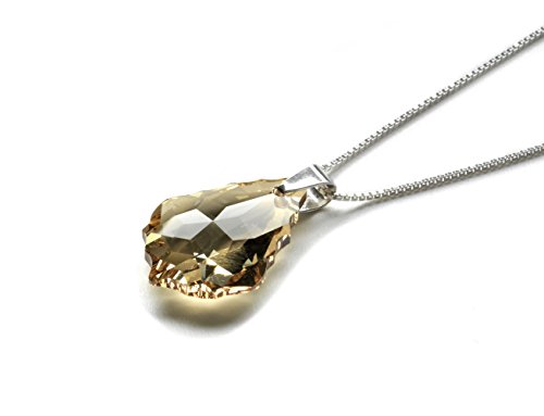 Kette 925 Silber mit SWAROVSKI ELEMENTS Baroque Pendant Golden, als Geschenk Muttertagsgeschenk Geburtstagsgeschenk für die Frau Freundin als Glücksbringer für den Lieblingsmensch von Kristallwerk