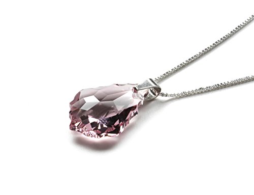 Kette 925 Silber mit SWAROVSKI ELEMENTS Baroque Pendant Light Rosè, als Geschenk Muttertagsgeschenk Geburtstagsgeschenk für die Frau Freundin als Glücksbringer für den Lieblingsmensch von Kristallwerk
