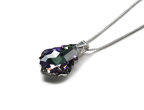 Kette 925 Silber mit SWAROVSKI ELEMENTS Baroque Pendant Vitrail Light, als Geschenk Muttertagsgeschenk Geburtstagsgeschenk für die Frau Freundin als Glücksbringer für den Lieblingsmensch von Kristallwerk