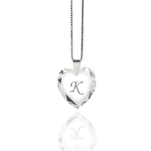 Damen Halskette 925 Sterling Silber mit SWAROVSKI ELEMENTS Herz Crystal Buchstabe" K" von Kristallwerk