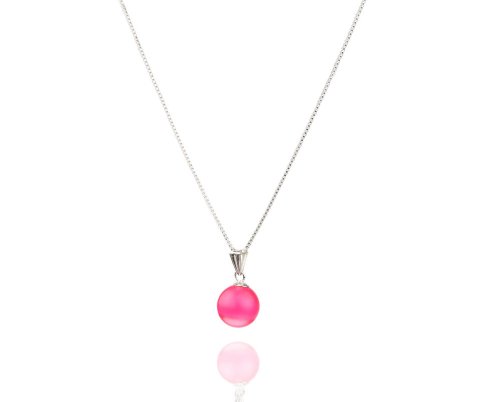 Individuelle Damen Halskette 925 Sterling Silber erstellt mit Swarovski Elements Anhänger Perle Neon Crystal Pink von Kristallwerk