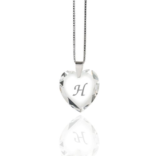 Kinder Halskette 925 Sterling Silber mit SWAROVSKI ELEMENTS Herz Crystal Buchstabe" H " von Kristallwerk