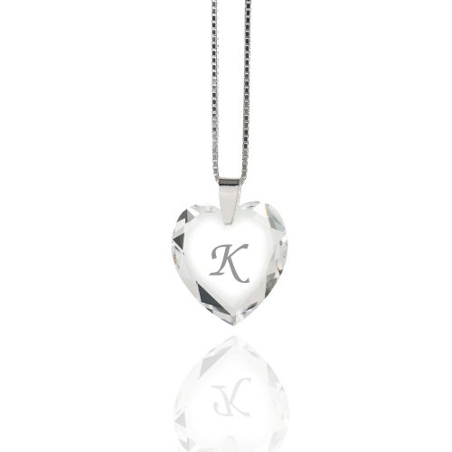 Kinder Halskette 925 Sterling Silber mit SWAROVSKI ELEMENTS Herz Crystal Buchstabe" K " von Kristallwerk