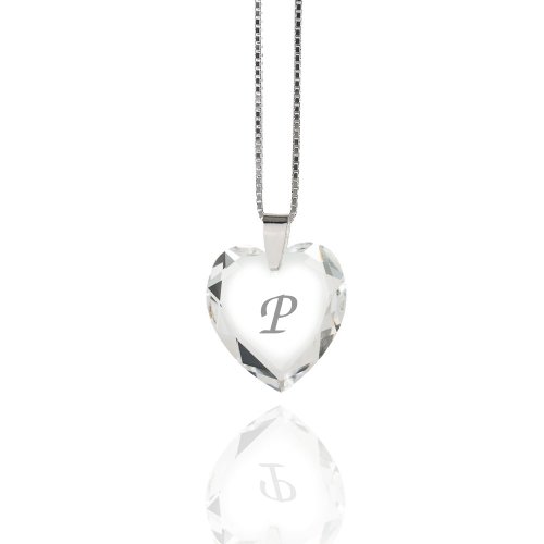 Kinder Halskette 925 Sterling Silber mit SWAROVSKI ELEMENTS Herz Crystal Buchstabe" P " von Kristallwerk