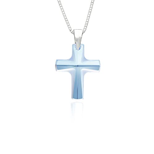 Kinderkette Kreuzkette 925 Silber Swarovski Elements Kreuz Anhänger Kommunion Geschenke für Mädchen zur Geburt Taufe Konfirmation oder als christliches Geschenk von Kristallwerk