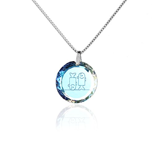 Kinderkette Silberkette Halskette 925 Silber Sternzeichen Tierkreiszeichen Fische hergestellt mit Markenkristall aus Österreich von Kristallwerk