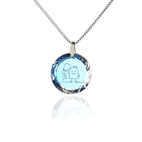 Kinderkette Silberkette Halskette 925 Silber Sternzeichen Tierkreiszeichen Wassermann hergestellt mit Markenkristall aus Österreich von Kristallwerk