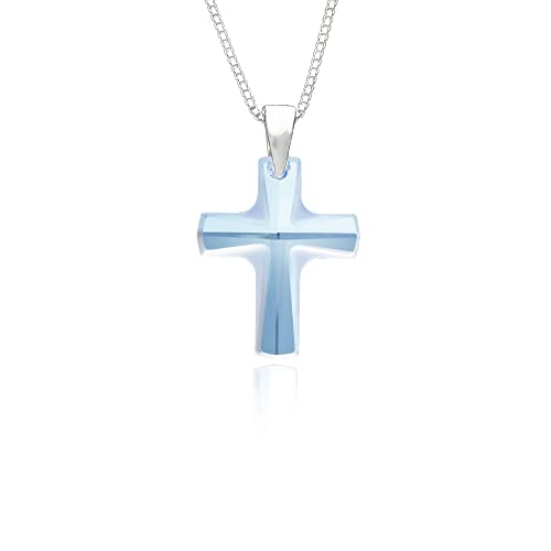 Kreuzkette mit Swarovski Elements Anhänger 925 Sterling Silber Kette mit Kreuz 50cm für Damen und Mädchen von Kristallwerk