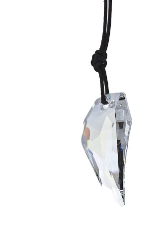 Individuelle Damen Lederkette erstellt mit Swarovski Elements 30mm Pegasus Pendant in der Farbe Crystal Moonlight von Kristallwerk
