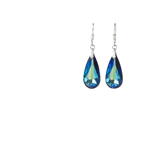 Kristallwerk, Damen Ohrhänger 925 Silber mit SWAROVSKI ELEMENTS Farbe Crystal Bermuda Blue von Kristallwerk