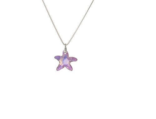 Kristallwerk, Kinderkette 925 Silber mit SWAROVSKI ELEMENTS Seestern in der Farbe Crystal Light Amethyst Aurore Boreale von Kristallwerk