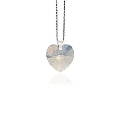 Kristallwerk Kette 925 Silber mit Swarovski Elements Herz Farbe White Opal von Kristallwerk