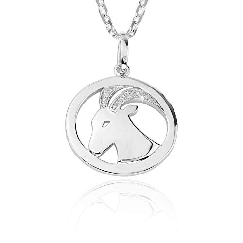 Kristallwerk Silberkette Halskette 925 Silber mit Sternzeichen Tierkreiszeichen Steinbock von Kristallwerk