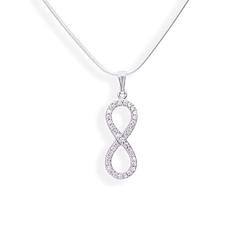 Kristallwerk Unendlichkeit Infinity Unendlichkeitszeichen Damen Kette 925 Silber mit Zirkonia Steinen von Kristallwerk