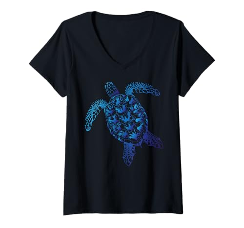 Damen Meeresschildkröte T-Shirt mit V-Ausschnitt Damen Meeresschildkröte T-Shirt mit V-Ausschnitt von Kristen Weil