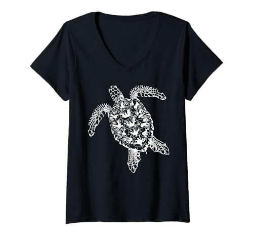 Damen Meeresschildkröte T-Shirt mit V-Ausschnitt Damen Meeresschildkröte T-Shirt mit V-Ausschnitt von Kristen Weil