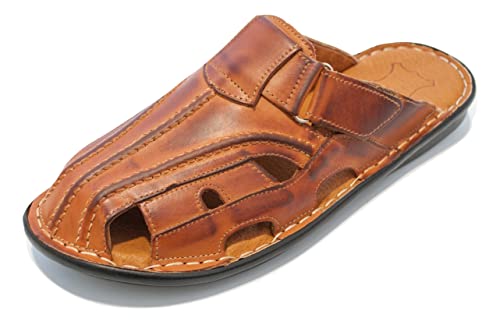 014 - Herren Pantoletten/Sandalen aus Leder für den Sommer - Braun 40 von Kristian Shoes