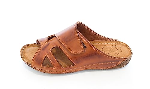 400 - Damen Sandalen Pantoletten aus Leder für den Sommer Braun 40 von Kristian Shoes