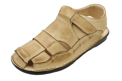 Kristian Shoes 02 Leichte Sommerschuhe für Herren, Leder Sandalen, Geschlossene Sandalen mit Klettverschluss, Handgefertigte Pantoletten Herren in der EU - Khaki 45 Kristian Shoes 02 Leichte Sommerschuhe für Herren, Leder Sandalen, Geschlossene Sandalen mit Klettverschluss, Handgefertigte Pantoletten Herren in der EU - Khaki 45 von Kristian Shoes